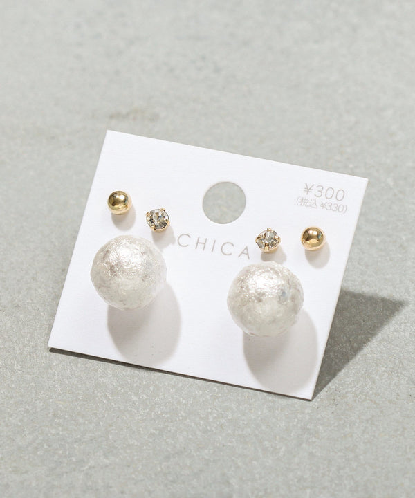 JMG250072 CO Set of 6 Metal P/earl Earrings - Ivory