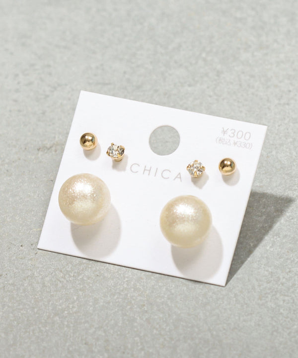 JMG250073 CO Set of 6 Metal P/earl Earrings - Gold