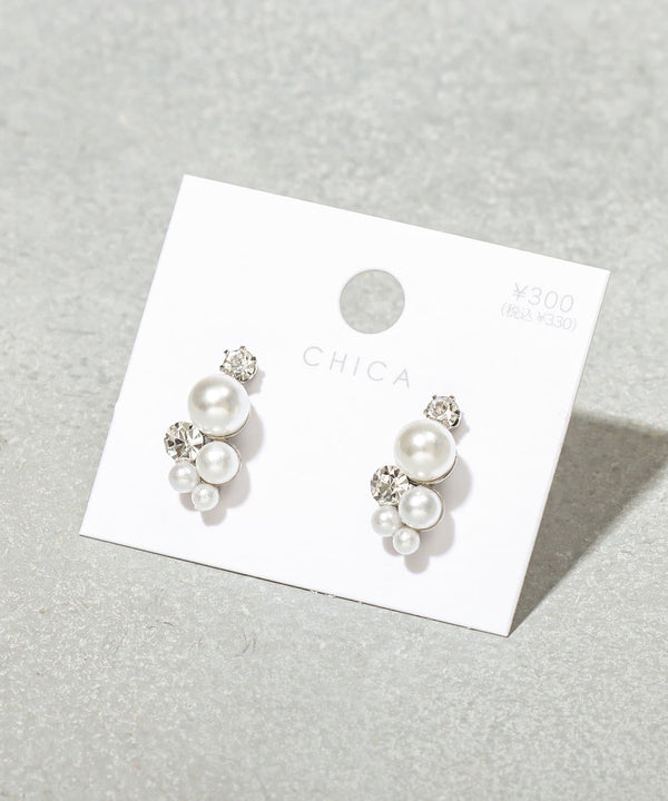JMG250081 CO Set of 4 Mini Bijou Earrings - Silver