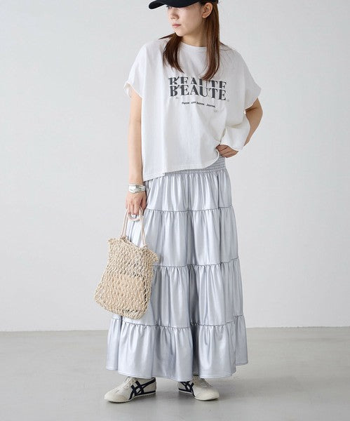 JMF250004 SP Metallic Tiered Long Skirt | 環保皮革金屬光澤層次長裙