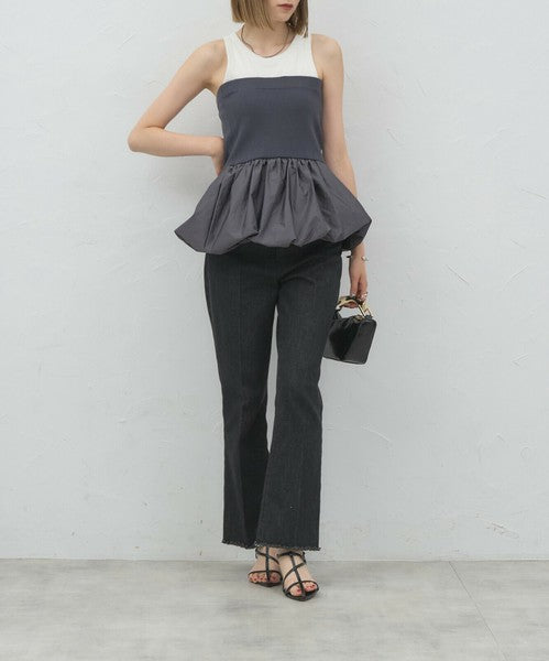 JMF250005 SP Balloon Switch Bare Top Bustier | 拼接針織背心
