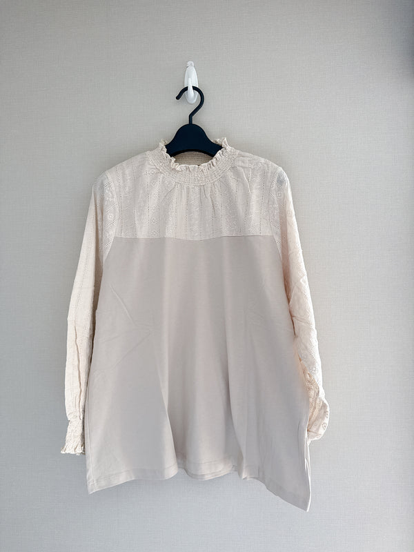 2508037 FP Frilled Neck Top - Greige