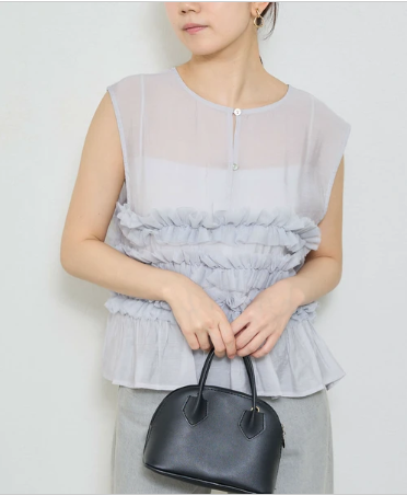 JMF250006 SP Two-way Ruffle Chiffon Tank Top | 2WAY 薄紗荷葉設計背心