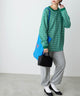 2310043 FY Bi-Colour Rib Border Top - GREEN