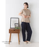 2307040 OM French Sleeves Rib Tee - BEIGE
