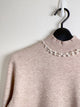 2309146 CH Beads Neck Sweater - BEIGE