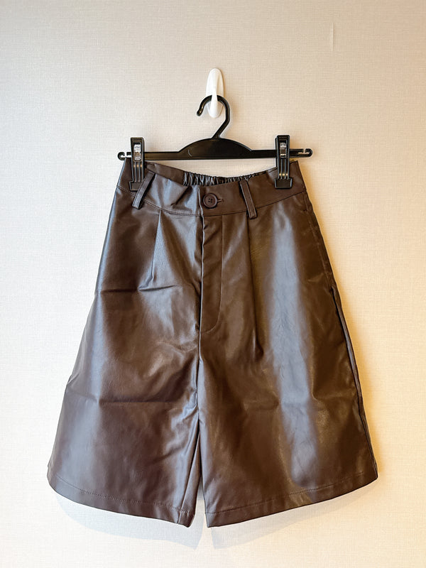 2509078 SY Faux Leather Shorts - Brown