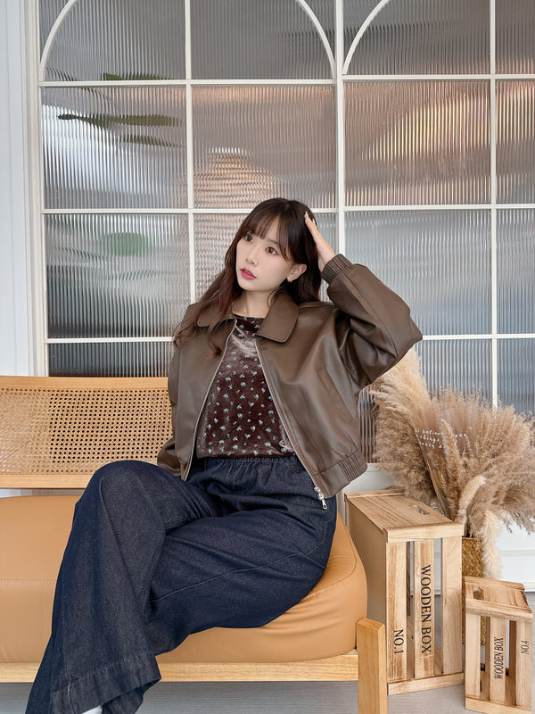 2510092 RO Faux Leather Blouson - Brown