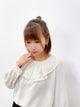 2310105 GL Pearls Ruffles Collar Top - WHITE