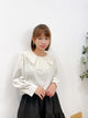 2310105 GL Pearls Ruffles Collar Top - WHITE