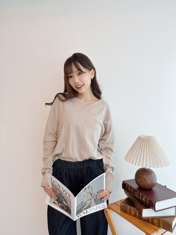 2510083 LA Dolman Sleeve V-Neck Tee - Greige