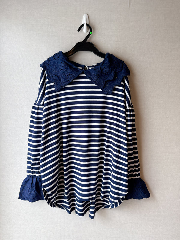 2509074 LUP French Rib Lace Tee - Navy