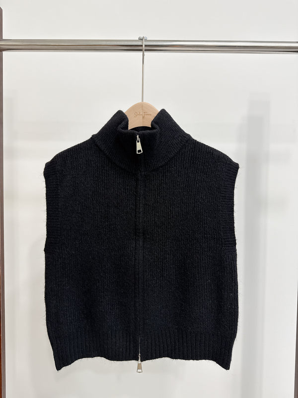 2510105 TU Zip Up Knit Vest - Black