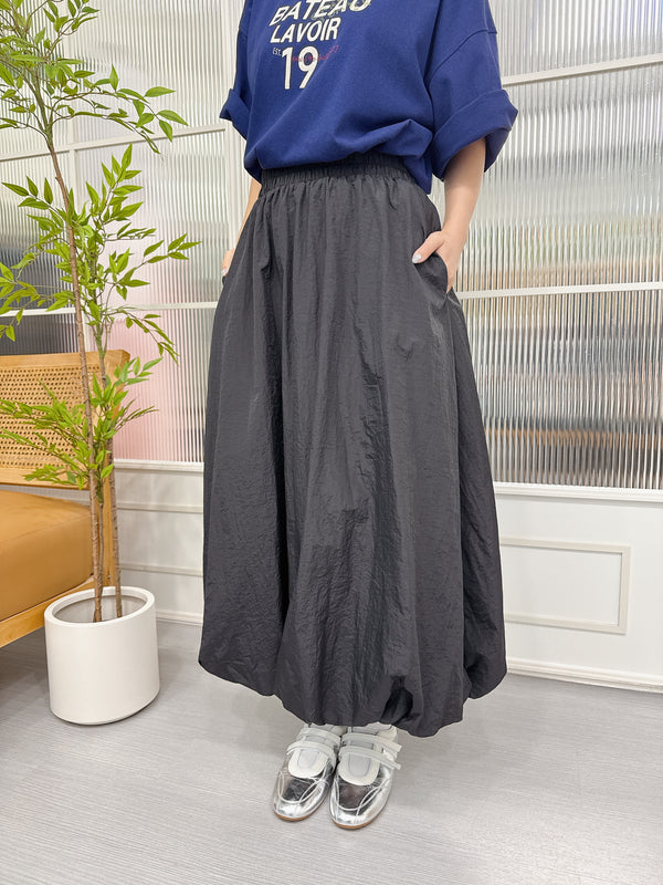 2507042 TU Gathered Balloon Maxi Skirt - Black