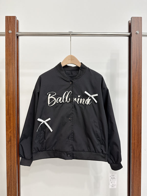 2510114 ZE Ballerina Ribbon Baseball Jacket - Black
