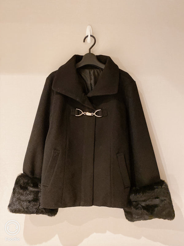 2511072 MW Faux Wool Eco-Fur Coat - Black