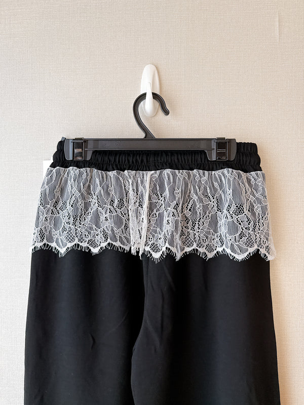 2509201 SOL Upper Lace Wide Pants - Black