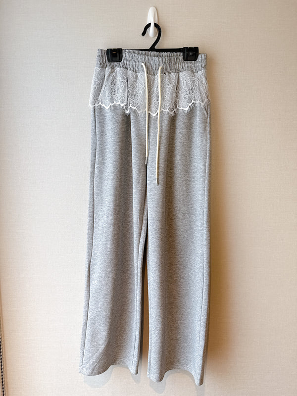 2509201 SOL Upper Lace Wide Pants - Grey