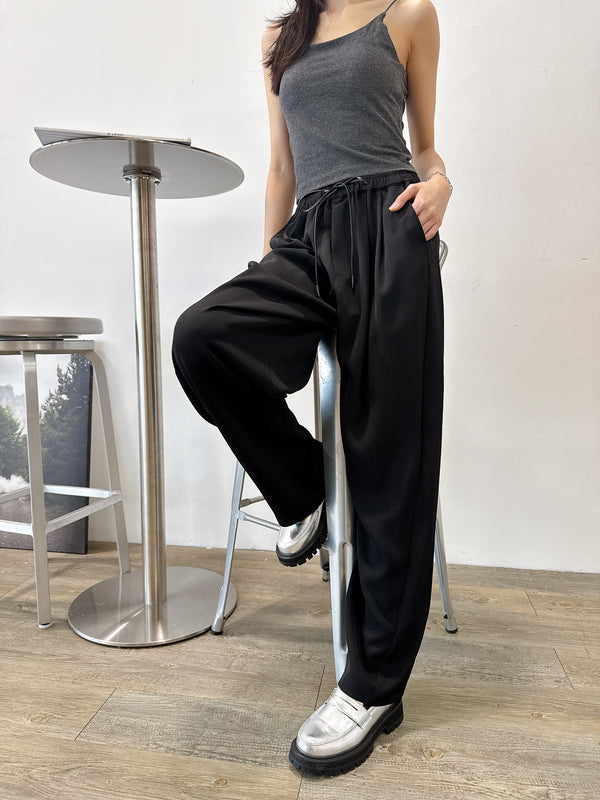 2505013 JF Drawstring Straight Pants - Black