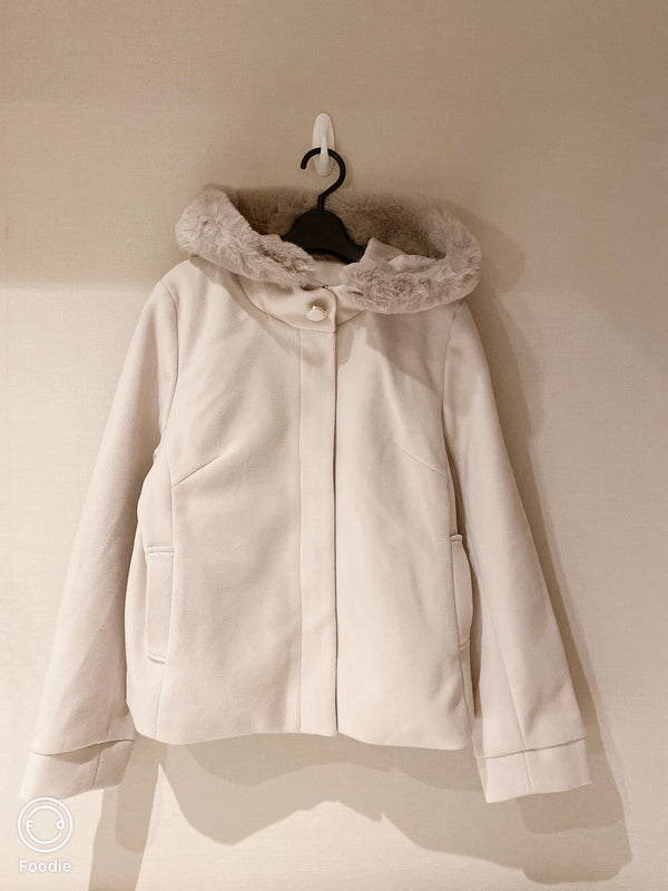 2511075 MW Back Ribbon Hooded Coat - Pink