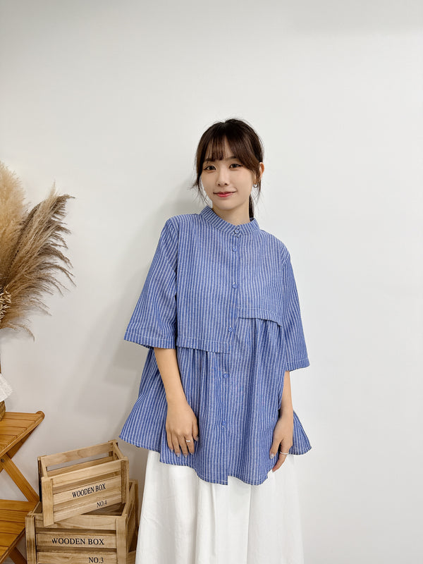2507049 HA Switching Striped Shirt - Blue
