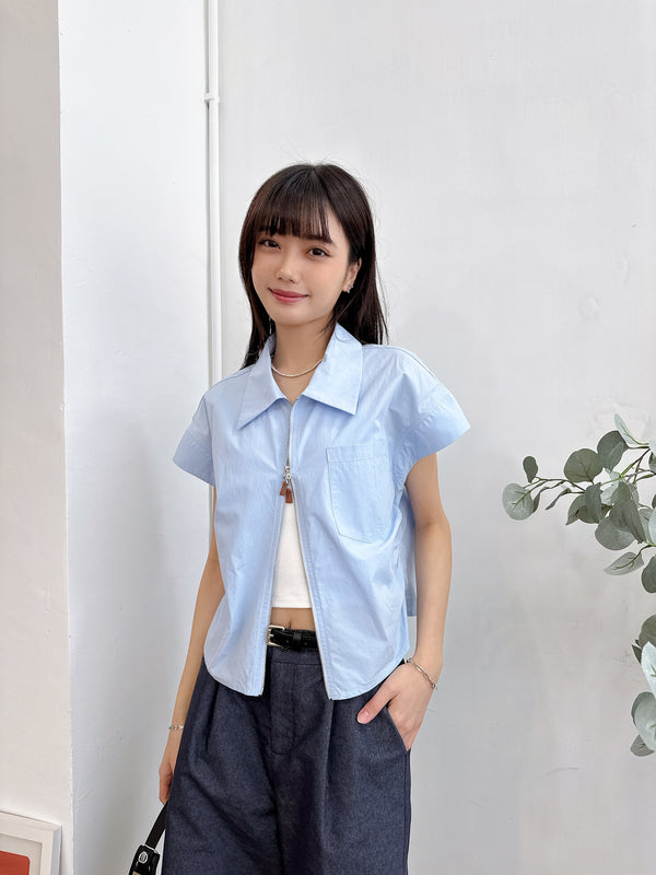 2505027 JF Zipped Cropped Outer - Blue