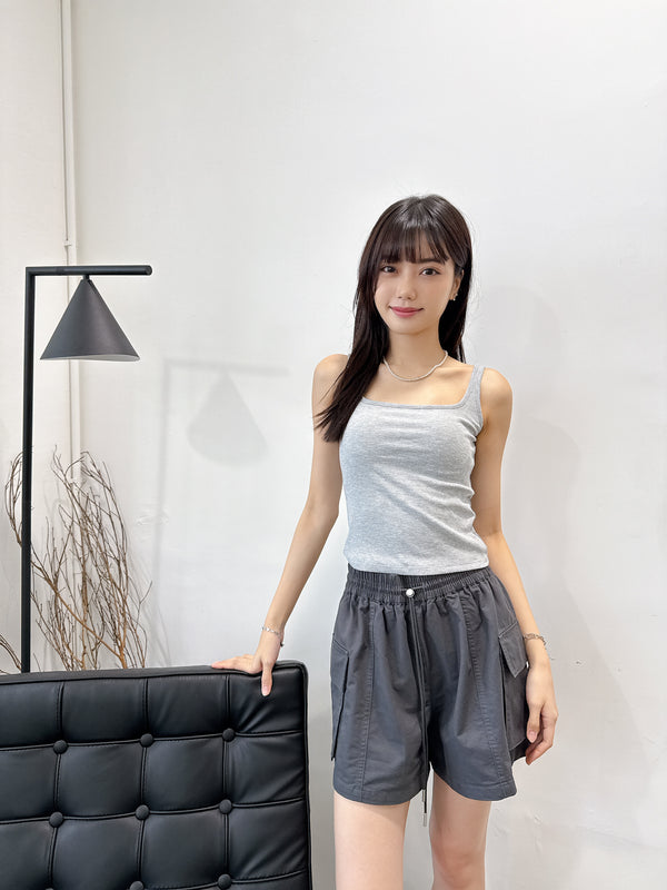 2505021 JF Padded Cropped Tank Top - Grey