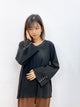 2310084 MAI V neck Pearls Top - BLACK