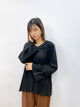 2310084 MAI V neck Pearls Top - BLACK