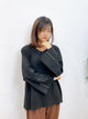 2310084 MAI V neck Pearls Top - BLACK