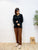 2310084 MAI V neck Pearls Top - BLACK
