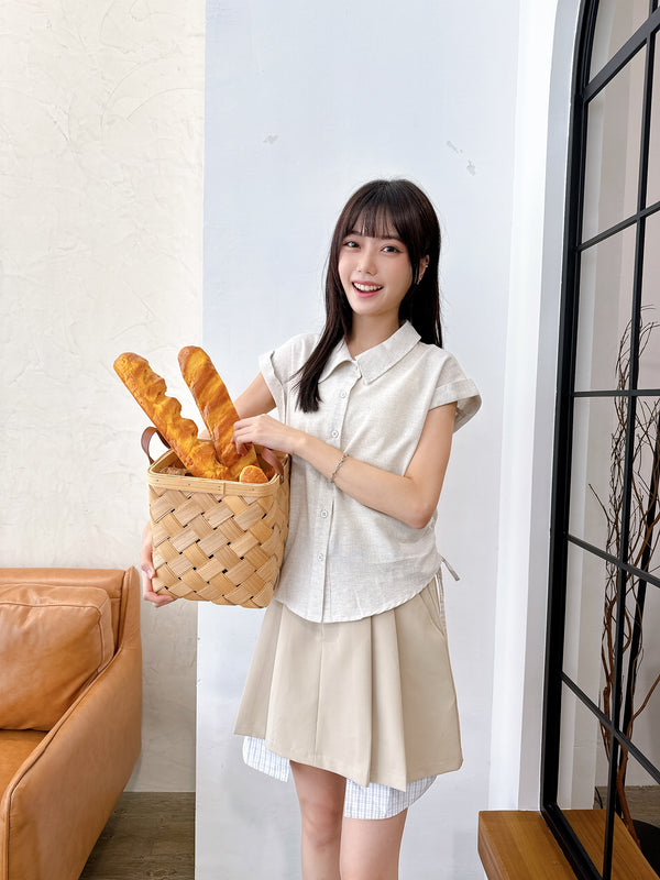 2505011 JF Checked Layer Skirt - Khaki