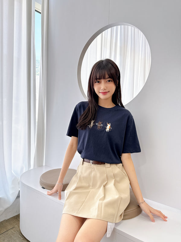 2505007 JF Cat EMB Tee - Navy