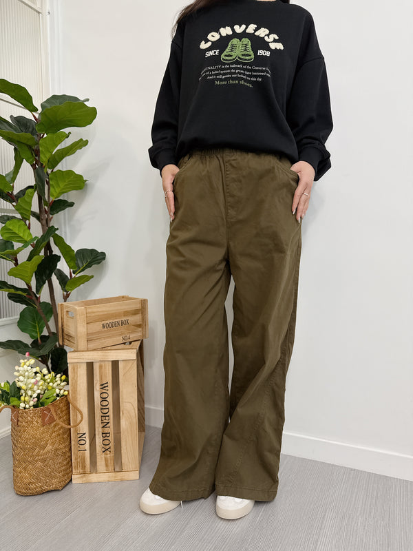 2511027 AT Elastic Flare Pants - Khaki