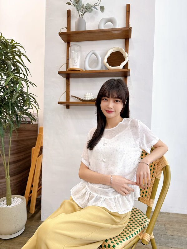 2505037 JF Dotted Chiffon Top - White