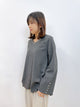 2310084 MAI V neck Pearls Top - GREY