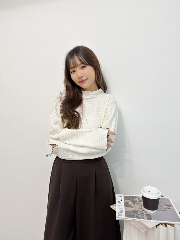 2510113 GL Herringbone Jacquard Colour Tee - Ivory