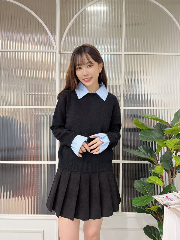 2511006 BE Shirt Docking Knit Tops - Black