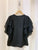 2404052 TER Mesh & Pleated Layer Short Sleeves Top - Black