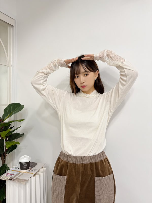 2510112 GL Turtleneck Long Sleeves Top - Ivory