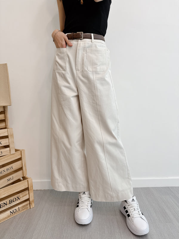 2505026 JF Belted Cropped Pants - Beige