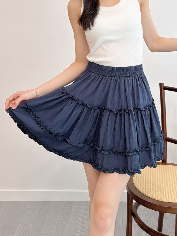2505031 JF Ruffle Tiered Skirt - Navy