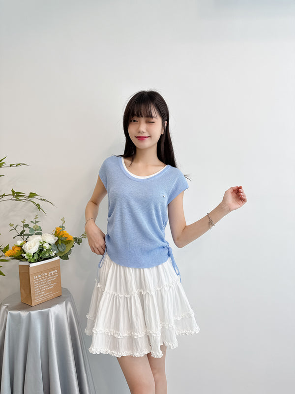 2505030 JF Drawstring Knit Tank Top - Blue