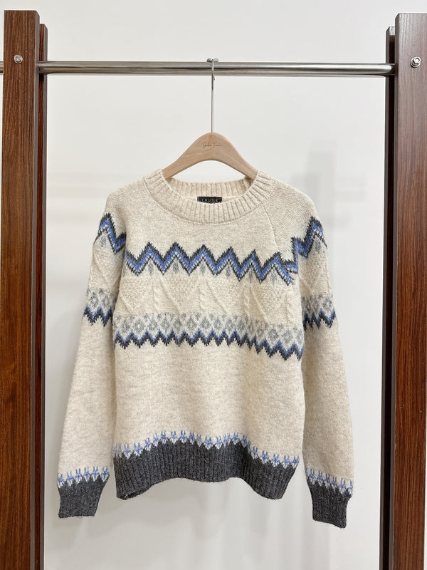 2511033 TU Sawtooth Pattern Knit Pullover - Ivory