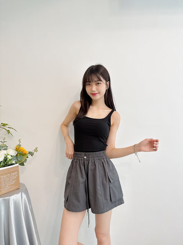 2505021 JF Padded Cropped Tank Top - Black