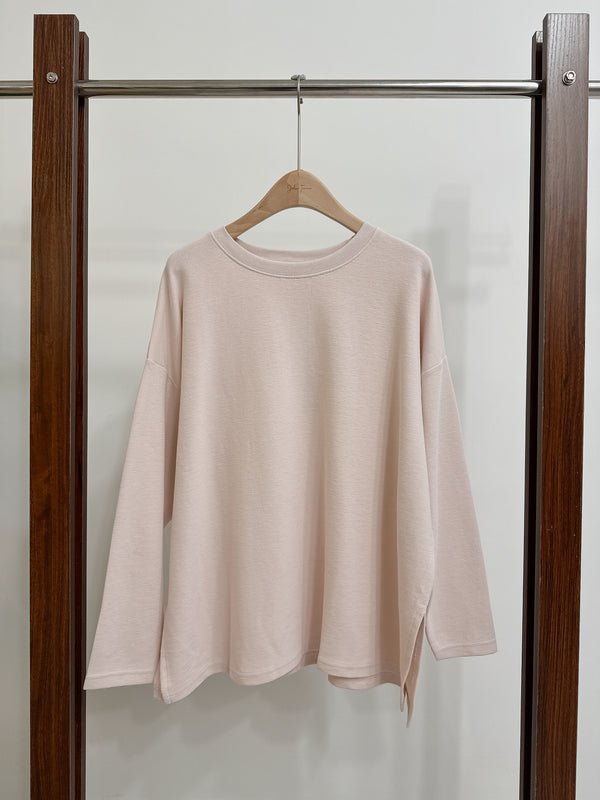 2511028 34 Boat Neck Side Split Top - Pink