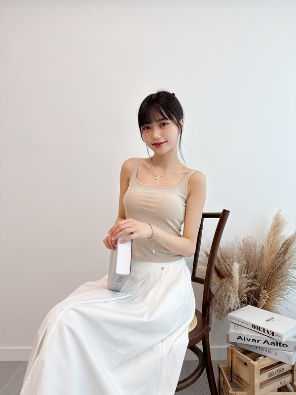 2505021 JF Padded Cropped Tank Top - Beige