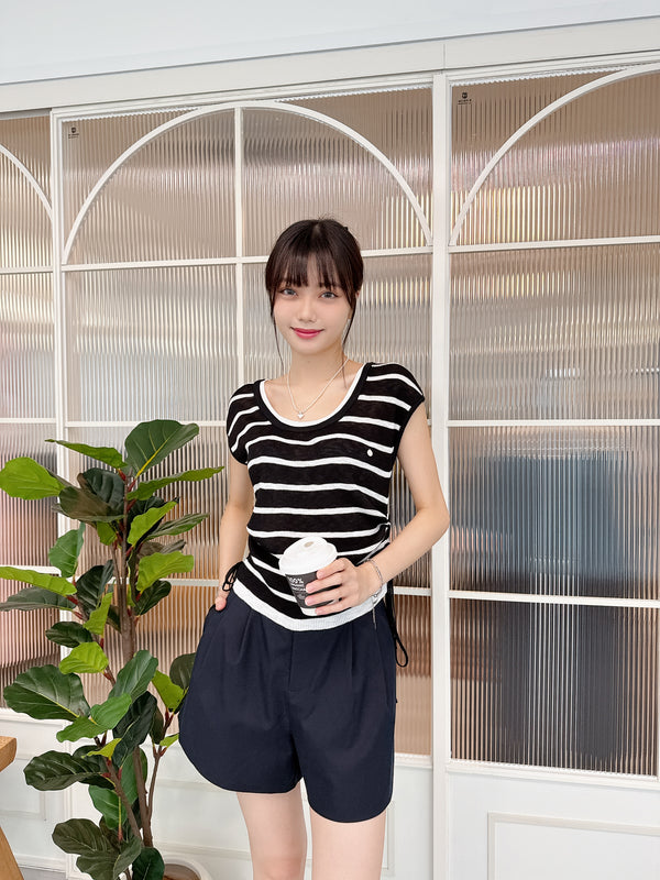 2505030 JF Drawstring Knit Tank Top - Black