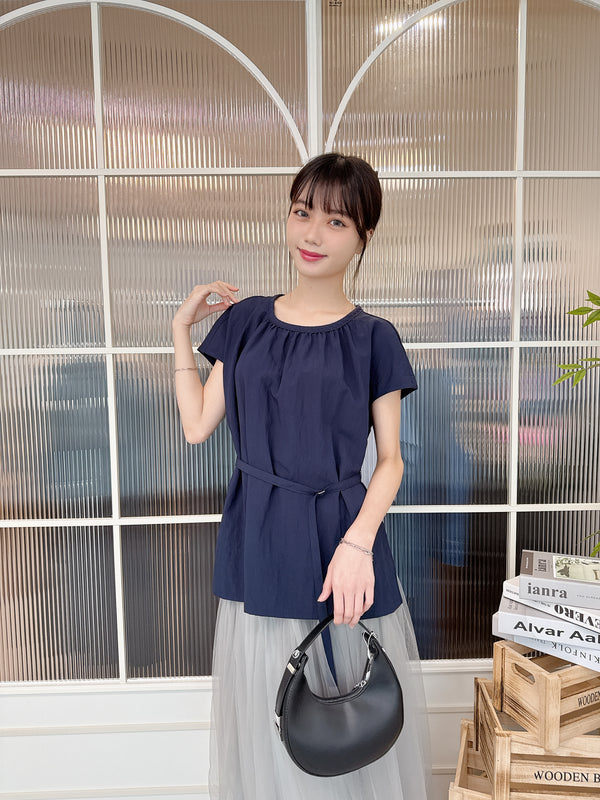 2505023 JF Belted sleeveless Top - Navy