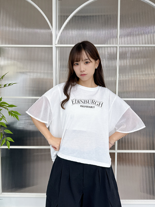 2508017 GP Mesh Sleeves Logo Top - White